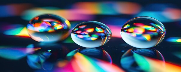 Wall Mural - vibrant color art abstract background idea. colorful light reflections captured in crystal spheres o
