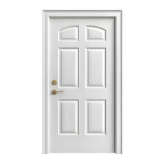 Aufkleber - A beautifully crafted wooden white door with a minimalistic frame showcasing a sturdy and elegant structure  The door is bathed in soft natural lighting