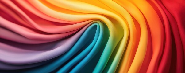Wall Mural - vibrant color art abstract background idea. vibrant rainbow fabric folds, showcasing rich colors and