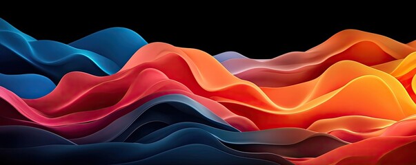 Wall Mural - vibrant color art abstract background idea. vibrant abstract waves in red, blue, and orange flow acr