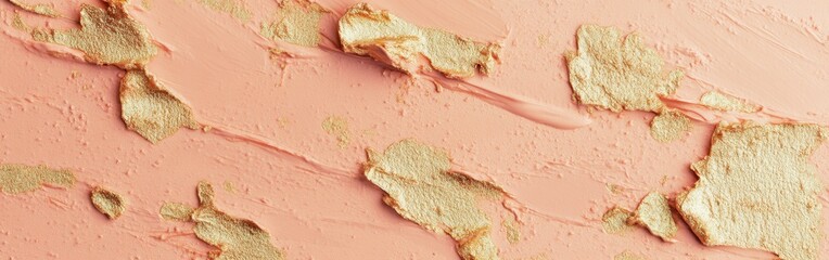 Aufkleber - Creative background featuring soft pencil strokes and delicate gold blotches merging in warm peach tones