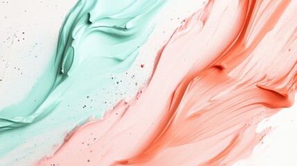 Aufkleber - Smooth blending of mint and coral pencil strokes creates a soothing visual experience in abstract art display