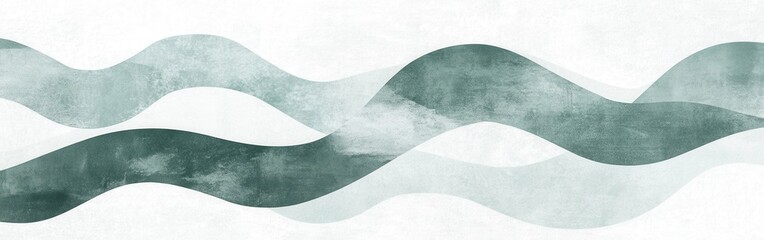 Poster - Intricate minimalist pencil strokes create a tranquil backdrop with flowing waves in soft hues