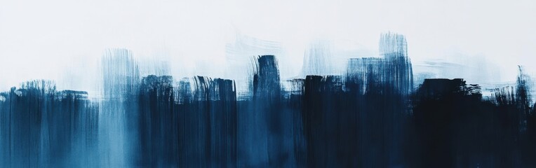 Aufkleber - Elegant gradients of muted blue pencil strokes create a serene atmosphere in this calming composition on canvas