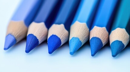 Poster - Gradient of blue pencil strokes showcasing artistic expression and color diversity in various shades