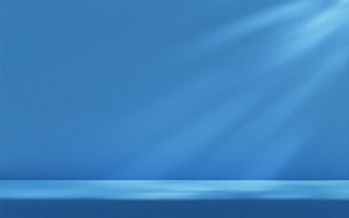 Wall Mural - blue studio room wall, illuminated by sunlight through foliage with tabletop. product presentation t