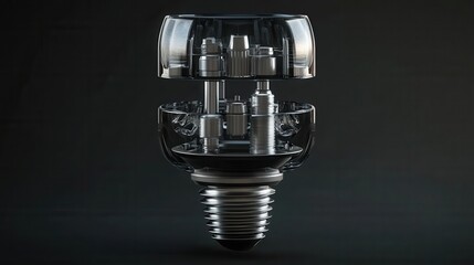 Aufkleber - Detailed 3D render of dental implant components in exploded view against a gradient background showcasing advanced dental technology