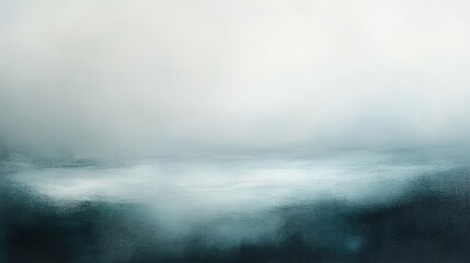 Leinwandbilder - Misty abstract landscape blending soft gray and teal tones in a serene and tranquil atmosphere