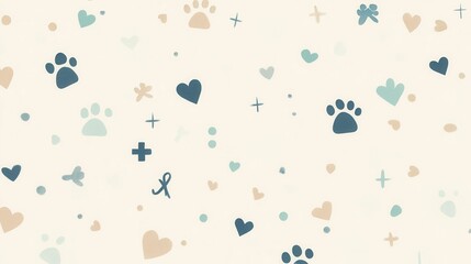 Poster - Clean minimalist veterinary background with soft pastel colors and subtle animal icons for professional use
