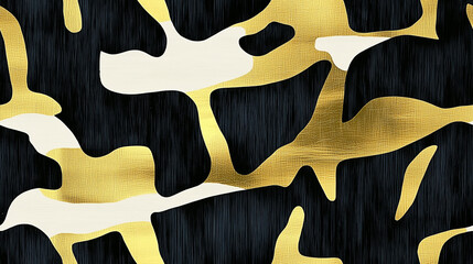 Wall Mural - seamless stylish abstract background featuring a blend of black, gold, and white in a modern camoufl
