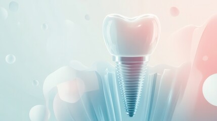 Aufkleber - Detailed diagram showcasing the anatomical structure of a dental implant within gum tissue for better understanding of oral health procedures