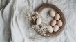 © Dzmitry - Elegant minimalist easter wreath with natural eggs for festive decoration and design