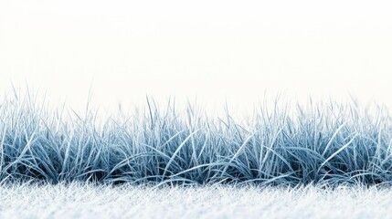 Aufkleber - Icy blue grass lining a serene landscape under an overcast sky at dawn