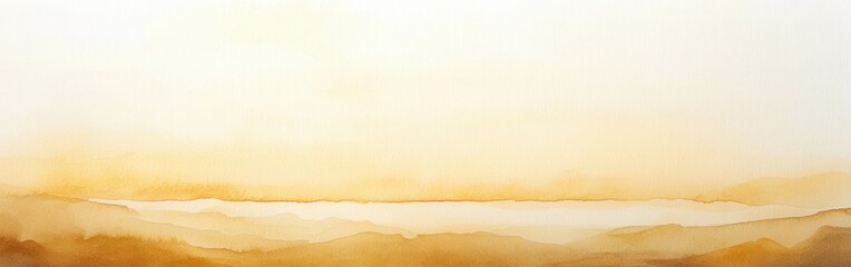 Aufkleber - Golden yellow watercolor gradient fades across a serene landscape representing transitional moments in nature