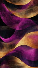 Aufkleber - Flowing wave design in deep purple and gold hues creates an elegant visual tapestry with intricate patterns and textures