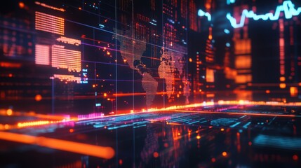 Poster - Dynamic representation of global currency symbols with interactive digital elements and vibrant colors