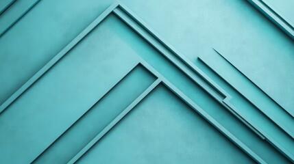 Poster - Vibrant turquoise blue background with geometric patterns and layered shapes for modern design appeal