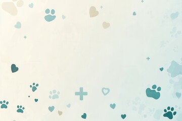 Poster - Clean minimalist veterinary background with soft pastel colors and subtle icons for professional banners or designs