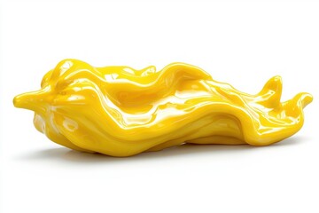 Leinwandbilder - Artistic Yellow Fluid Shape on White Backdrop Casting Subtle Shadow Close up Shot for Design Elements