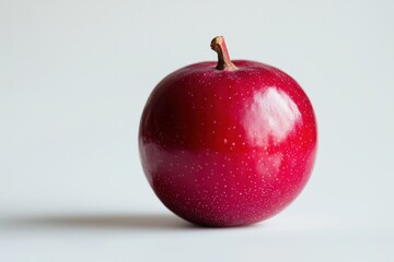 Aufkleber - Vibrant Red Apple on Bright White Backdrop with Natural Shadow Play Food Photography Capturing Studio Lighting and Smooth Texture