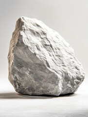 Poster - Aesthetic raw rock formation illuminated on a neutral surface showcasing mineral detail in bright studio light