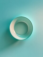 Poster - Minimalist composition of pristine pastel color dish enhancing elegance for culinary or modern table setting
