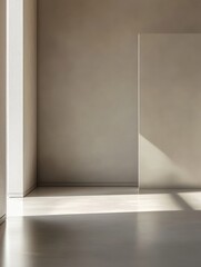 Aufkleber - Minimalist Interior Space with Natural Light and Shadows Creating Depth and Tranquil Atmosphere