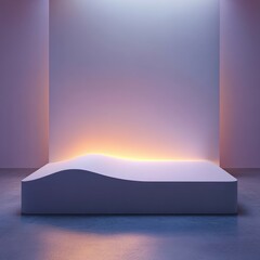 Poster - Minimalist Platform Illuminated by Soft Light in a Modern Studio Setting Artistic Backdrop Neutral