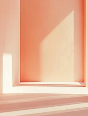 Aufkleber - Light and Shadow play in a Minimalist Interior with peach color for Background architectural design