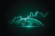© royyimzy - Abstract world trend business candle stick graph chart of stock market investment trading on green background design. Bullish point. Vector illustration