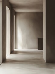 Poster - Minimalist modern interior space with natural light and neutral color palette for architectural design concept