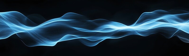 Poster - Abstract blue wave design on a dark background creating a sense of motion.