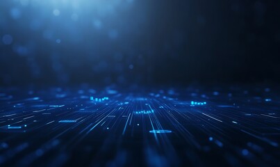 Leinwandbilder - Abstract digital background with glowing blue lines and particles.
