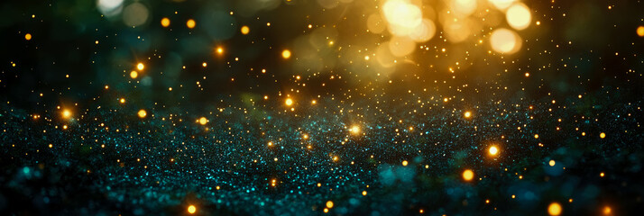 Fototapete - Magical Dust: Sparkling Abstract Celebration of Light and Color for Festive Occasions, shimmering Elegance For print, card, poster