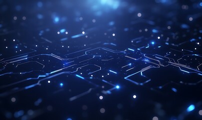 Leinwandbilder - Abstract digital circuit background with blue glowing elements.