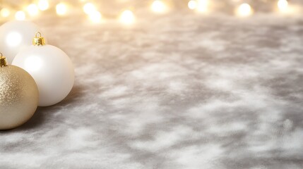 Aufkleber - Festive ornaments on a soft surface with bright lights in the background.
