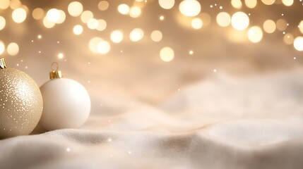 Aufkleber - Sparkling holiday ornaments on a soft background with bokeh lights.
