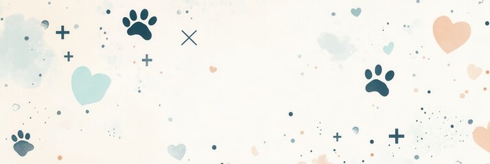 Leinwandbilder - Clean and minimalist veterinary background design with soft pastel colors and subtle icons for professional use