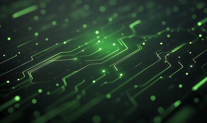 Leinwandbilder - Abstract digital background with green circuitry and glowing elements.