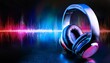 © Pastel - A vibrant image of headphones with colorful sound waves in the background, representing music, sound quality, and audio technology.