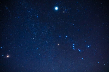 Wall Mural - real milky way stars and orion constellation photographed with a wide angle lens from a dark country