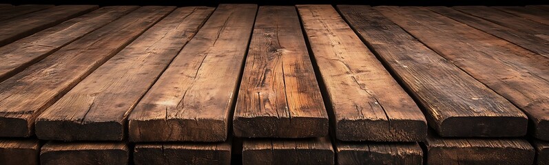 Aufkleber - Wooden planks with a rustic finish, showcasing rich textures and colors.