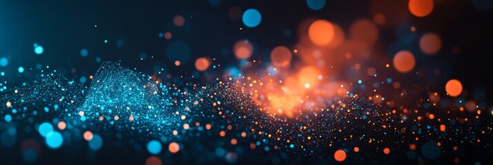 Wall Mural - abstract festive background with glowing particles, bokeh lights, and colorful blur effect