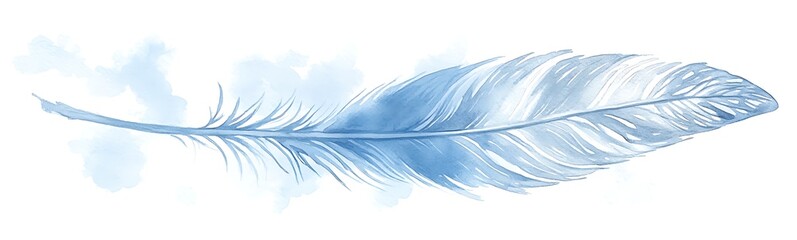 Aufkleber - Delicate blue feather with soft, ethereal background.