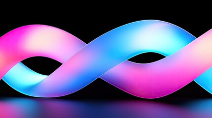 Poster - 3D abstract art background concept. Vibrant neon wave with smooth light curves on a dark background.