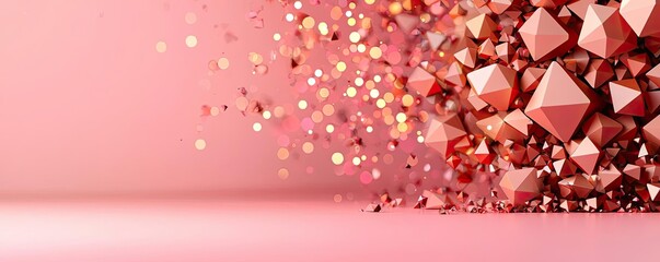 Poster - Geometric shapes illustration abstract background idea. Abstract geometric shapes in shades of pink creating a dynamic visual effect.