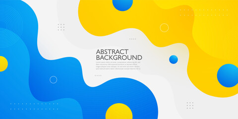 Wall Mural - blue and yellow geometric business banner design. creative banner design with wave shapes and lines 