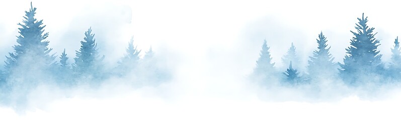 Aufkleber - Misty forest landscape with blue tones and soft focus effects.