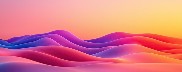 Poster - Abstract art background concept. Vibrant abstract waves in pink and purple gradients on a serene background.