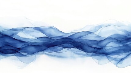 Poster - Abstract art background concept. Abstract blue waves flowing gracefully on a white background, creating a tranquil vibe.
